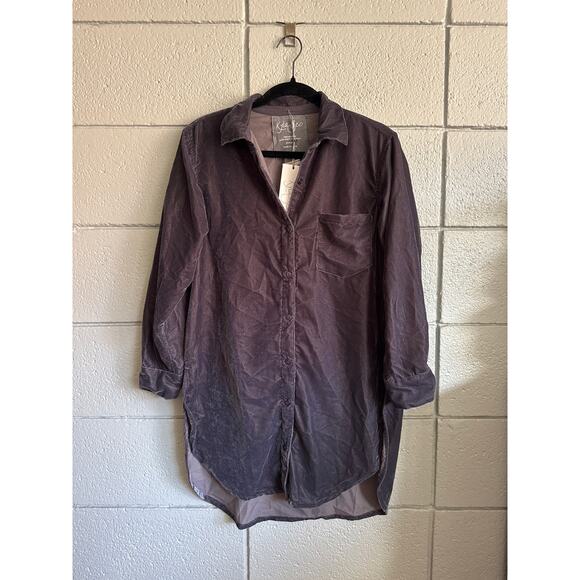 Kyla Seo Tops - NWT Women's Kyla Seo Velvet Button Front Tunic Top in Indigo size S Lagenlook